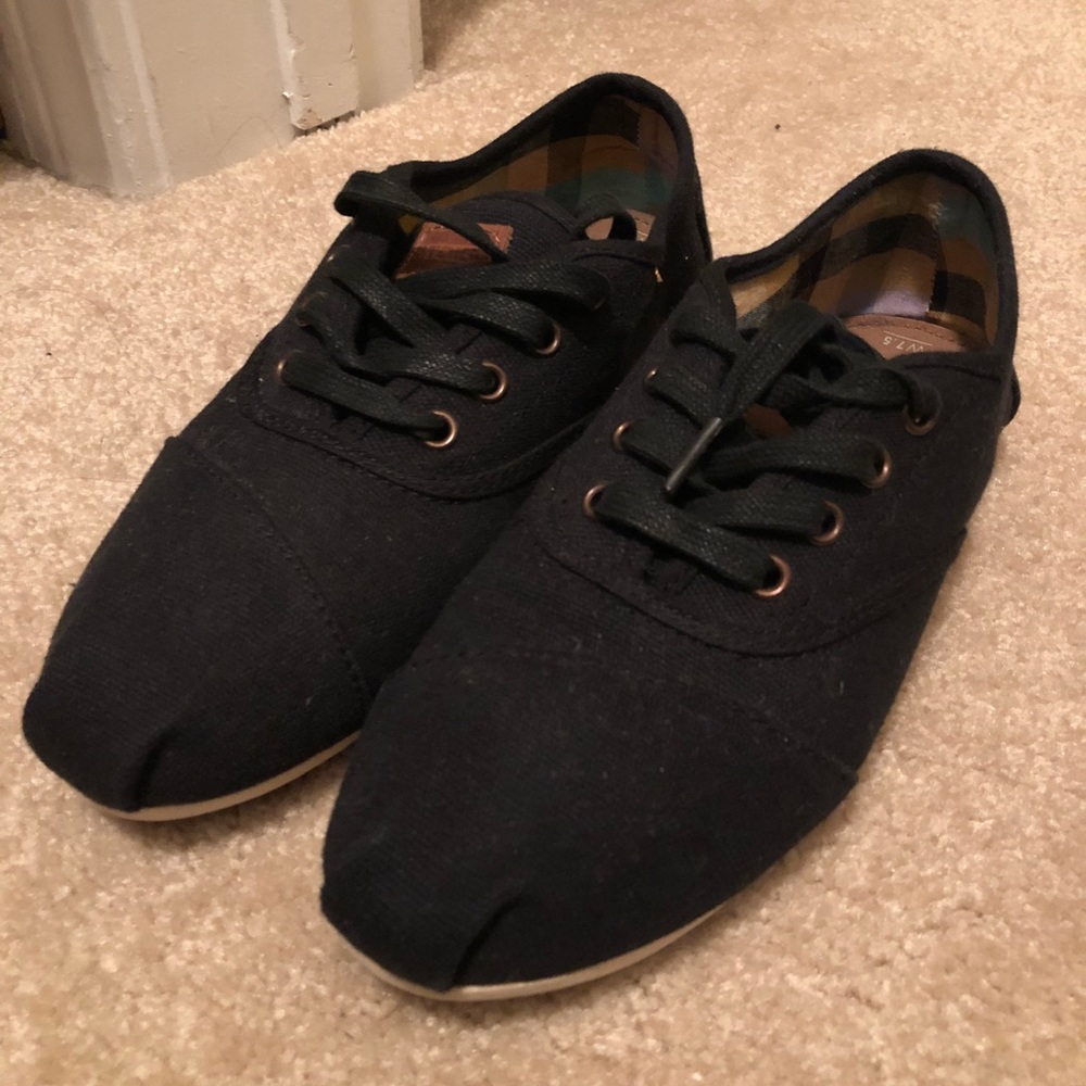 Toms Cordones Black canvas shoes